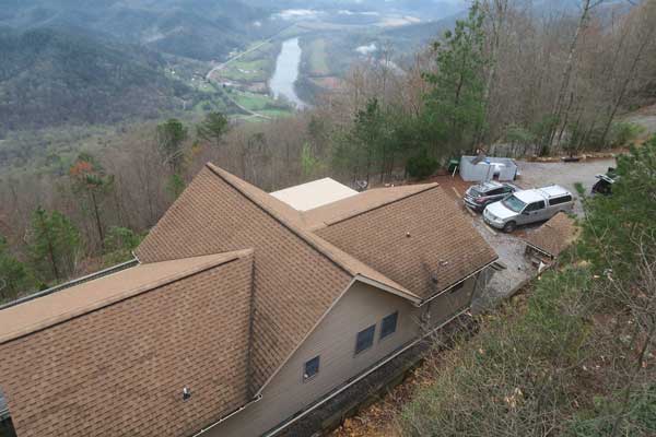 Knoxville Engineered Home Inspections Mountain Top Action shot with a drone